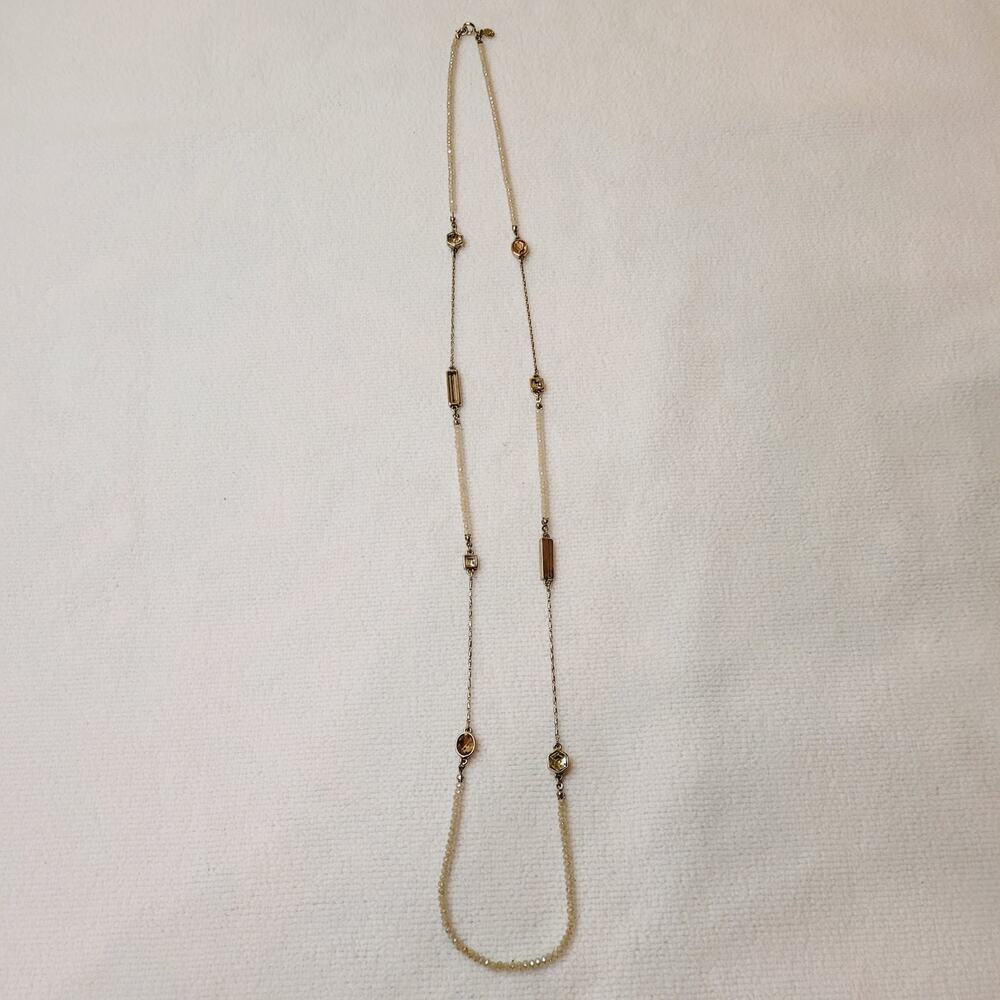 Loft long bead and stone necklace